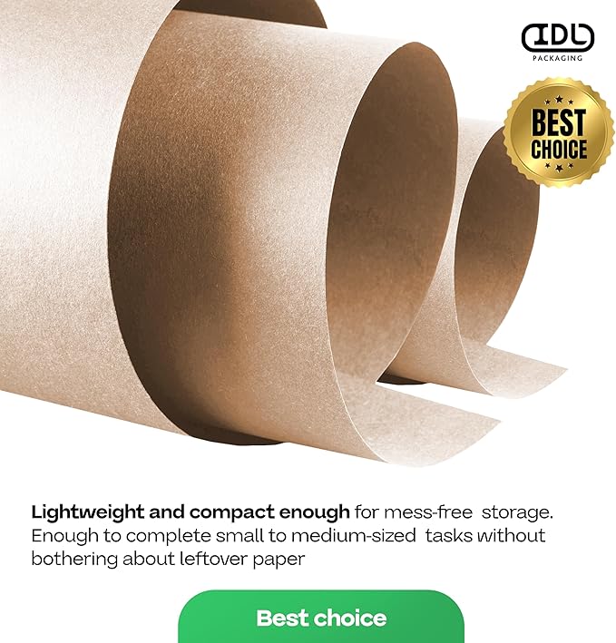 Brown Paper Roll 48" x 1800" (150 feet), Pack of 6 - USA-Made Brown Packing Paper 50lb Thickness for Moving, Shipping, Crafts/Arts - 100% Recycled Natural Wrapping Material by IDL Packaging