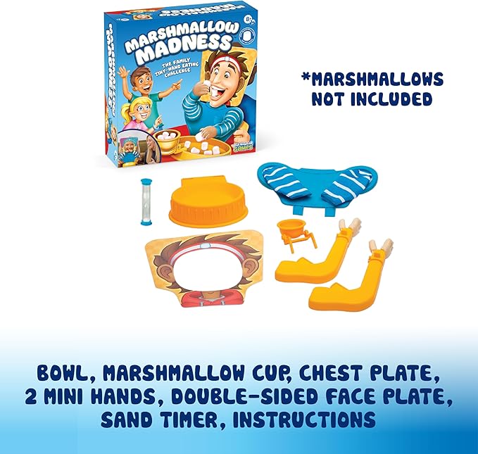 Marshmallow Madness Board Game - Strategy Board Games for Family Game Night for Kids and Adults, Hand-Eye Coordination, Easy Assembly, Double-Sided Face Plates, Ages 8+