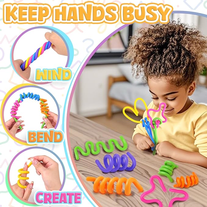 Fidget Toys Sensory Sticks for Kids: 12 Pack Sensory Toys for Kids with Autism Calming - Quiet Fidgets for Classroom Must Have - Creative Students Prizes Fun Party Favors Gifts