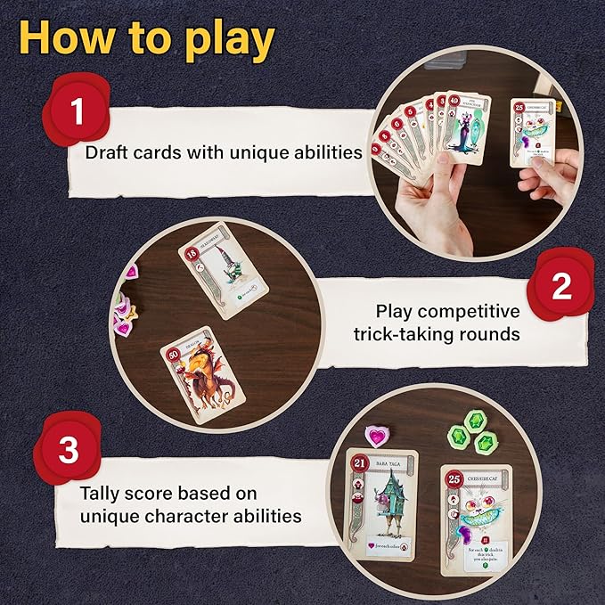 AMIGO Games 3 Chapters – Strategic Fairy Tale Trick-Taking Card Game for 2-6 Players – Draft, Play & Score with Iconic Storybook Characters – Family Games for Kids and Adults Ages 10+