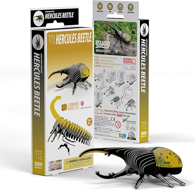 Eugy Hercules Beetle 3D Puzzle - 42 Piece Eco-Friendly Educational Toy Puzzle for Boys, Girls & Kids Ages 6+