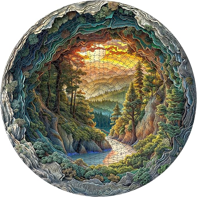 1000 Piece Puzzle for Adults, 3D Visual Cave Forest Jigsaw Puzzles for Adult, 26.6 x 26.6in 1000 Pieces Flat Puzzle, Christmas Birthday Party Home Decor Gifts for Family Friends