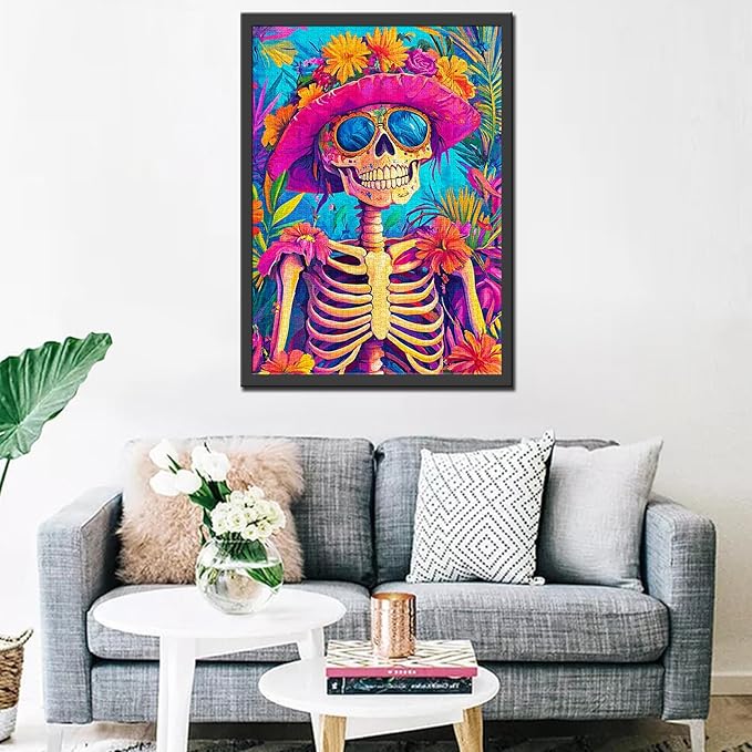 Tucocoo 1000 Pieces Jigsaw Puzzles for Adults Whimsical Cute Skeleton Painting Puzzle Tropical Skull Bright Art Puzzles for Challenging Family Activity Game Colorful DIY Puzzle Wall Decor Gifts