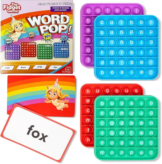 The Fidget Game Word Pop, CVC Words - Learn to Read in Weeks - Multisensory Reading & Phonics Interactive Game Ideal for Pre Kindergarten to 1st Grade (Packaging May Vary)