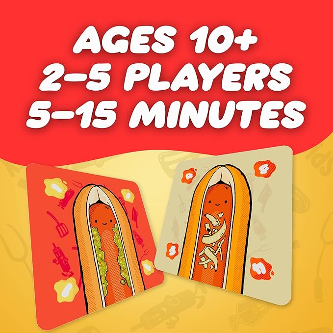Joking Hazard Hoddog Card Game โ 82 Cards for Kids & Adults, Race to Build The Longest Hoddog with Fun & Strategy, Includes Ketchup Splat Cards & Rulebook
