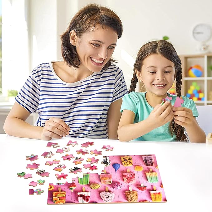 LELEMON Popsicle Puzzles for Kids Ages 4-8,100 Pieces Summer Treats Jigsaw Puzzles in a Metal Box,Colorful Popsicle Ice Cream Learning Educational Puzzles for Boys Girls
