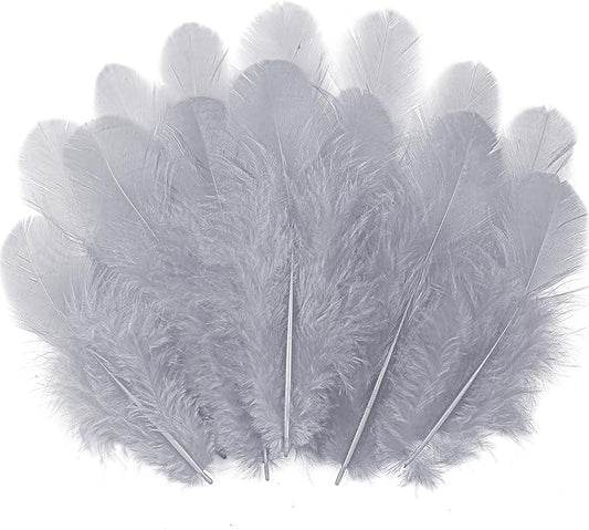 Soarer 300pcs Grey Feathers for Crafts - 3-5inch Craft Feathers Bulk for Wedding Home Party, Dream Catcher Supplies and DIY Crafts(Grey)