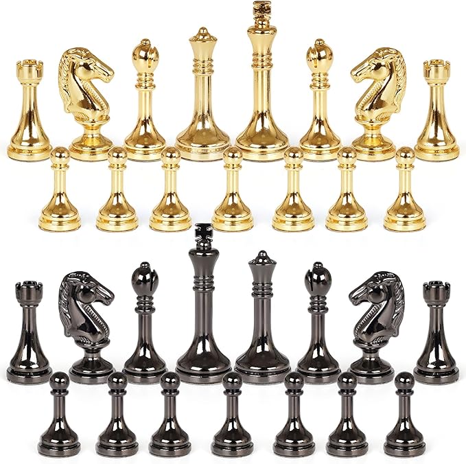 Metal Chess Set for Adults & Kids with Metal Chess Pieces –Wooden Chess Board Game with Portable Storage Case, Classic Strategy Family Board Game Gift Travel Chess Set