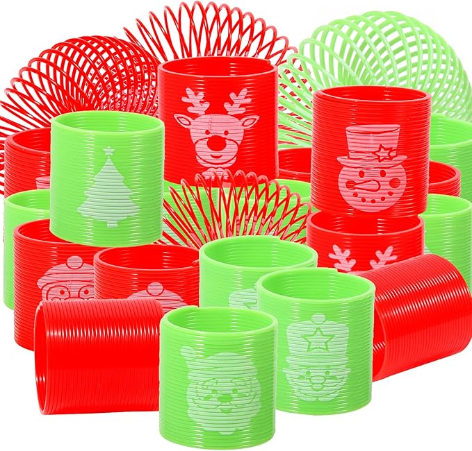 36PCS Christmas Coil Springs for Kids - Assorted Christmas Theme Pattern and Colors Magic Spring Toys, Christmas Party Favors, Christmas Stocking Stuffers for Kids Boys Girls