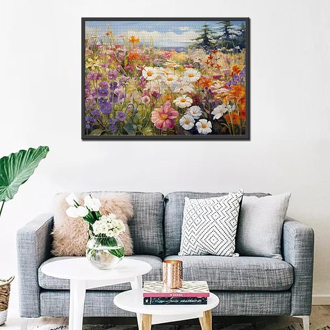 Colorful Flowers Sea Jigsaw Puzzle,Flowers Floral Scenery 1000 Pieces Jigsaw Puzzles for Adults,27 x 20 Inches Puzzles for Families,HD Quality Floral Photo Puzzle Gift,Game Nights