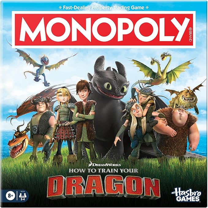 Monopoly DreamWorks How to Train Your Dragon Edition Board Game | Ages 8+ | 2 to 4 Players | 45 Mins. | Fun Family Games for Kids, Teens & Adults (Amazon Exclusive)