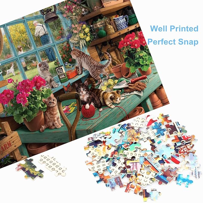 500 Piece Puzzles for Adults Naughty Cats 20.5 x 15 Inch 500 Piece Jigsaw Puzzles for Kids Adults Puzzles 500 Pieces for Adults Holiday Educational Challenge Toy