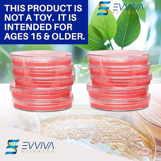 Evviva Sciences Nutrient Agar Petri Dishes Science Project Kit, Pre-Poured Agar Plates for Science Experiments, with Experiment eBook (RED)