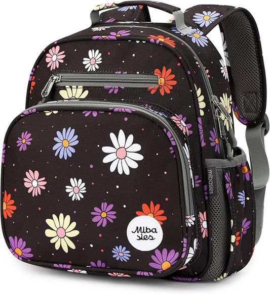 mibasies Toddler Backpack for Girls 2-4: Preschool Kindergarten Backpack - Cute Kids Backpacks for Girls - Daisy Black