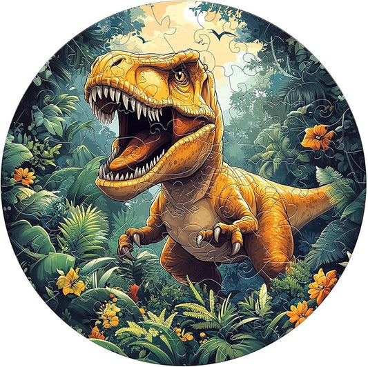 Wooden Puzzles for Kids Ages 4-6, Dinosaur 50 Pieces Kids Puzzle, Children Birthday Easter Puzzle Gift Idea, Educational Puzzles Toys for Boys and Girls (11.4 * 11.4in)