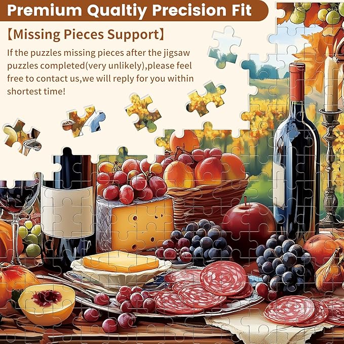 2 Pack Puzzles for Adults 500 Piece Winery & Seafood Dinner Jigsaw Puzzles for Adults, 500 Pieces Birthday Party for Family Kids, Funny Puzzle, 20.5x15 in