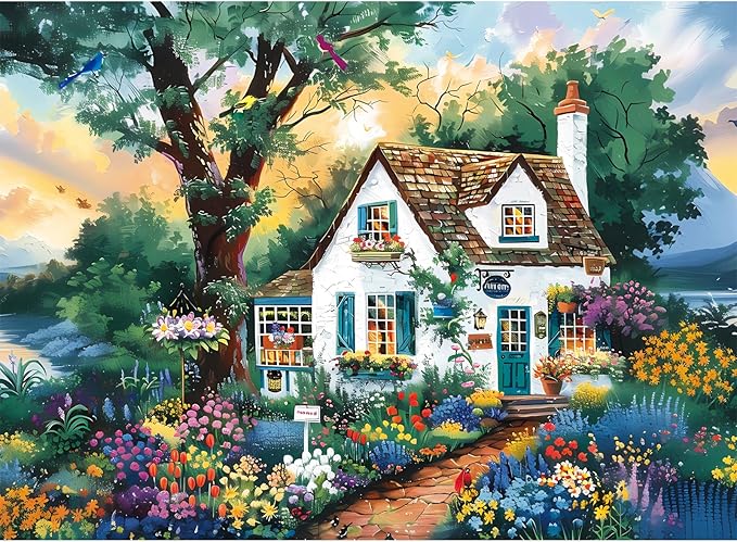 500 Pieces Jigsaw Puzzles for Adults–Spring Garden Patio Puzzle for Adults Children Elderly–Recycled Paper Puzzle 500 Pieces–Glossy, Sturdy Pieces Challenging Family Game Great Gift Idea (20.5x15in)