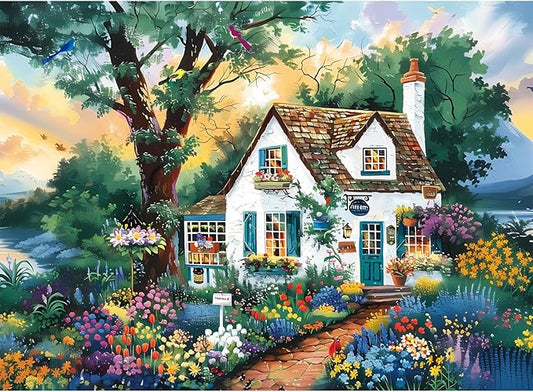 500 Pieces Jigsaw Puzzles for Adults–Spring Garden Patio Puzzle for Adults Children Elderly–Recycled Paper Puzzle 500 Pieces–Glossy, Sturdy Pieces Challenging Family Game Great Gift Idea (20.5x15in)