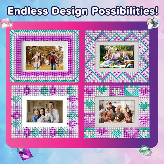 PURPLE LADYBUG Kids Picture Frame Mosaic Kit - Fun Arts & Crafts Gift for Girls 6-12, Great Activity for Summer, Sleepovers, Playdates - Birthday Gifts Idea for Girls