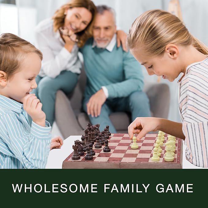Magnetic Travel Chess Set for Kids and Adults. Portable 12" x 12" Chess Board Game for Beginner & Advance Players. Chess Sets for Adults with 2 Extra Queens & 2 Storage Bags for Chess Pieces.