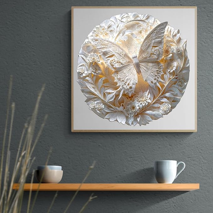 WOODBESTS Wooden Puzzles for Adults, 3D Paper Butterfly Wood Puzzles Adult(200 Pieces, M, 11.4 * 11.4in), Unique Shape Wooden Animal Jigsaw Puzzles, Birthday Gifts for Adults Family Game
