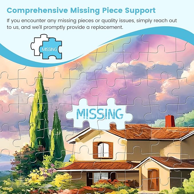 500 Piece Puzzles for Adults, Rainbow Floral Garden 500 Piece Puzzle, Colorful Cottage Jigsaw Puzzle, Perfect for Family Game Night, Home Wall Decor, Ideal Gift for Adults, Kids, Seniors, 20.5 x 15 in