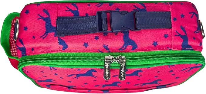 Yumbox Kids Lunch Bag, Holds Lunch Box and Water Bottle, 3 Ways to Carry, Zip Closure, Inside Zipper Netting, Wipe Clean Fabric with EVA lining for extra insulation (Horse Lunch Box)