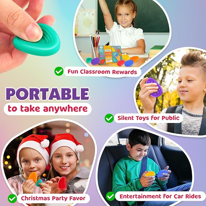Fidget Toys Sensory Stone for Kids: 12 Pack Texture Worry Stone - Soothing Sensory Tools for Autism Children Calming - Quiet Fidgets for Student Classroom Must Have Prizes
