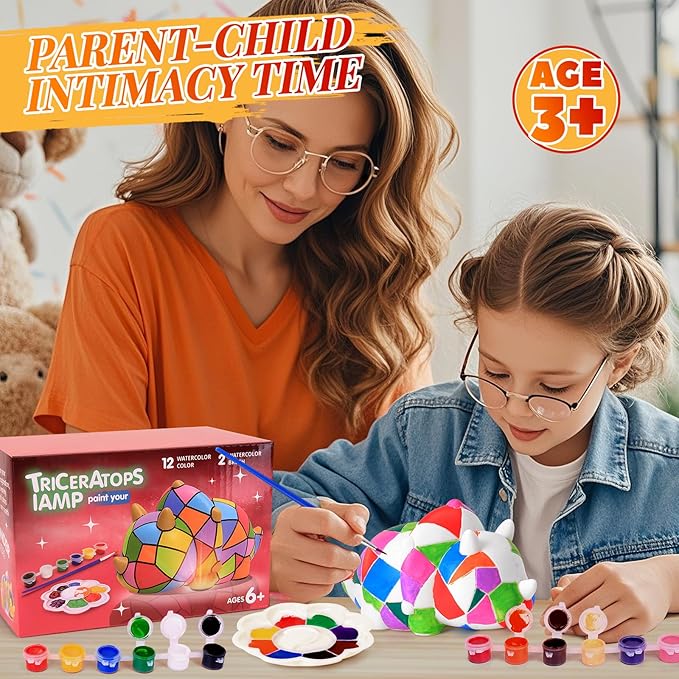 Paint Your Own Dinosaur Lamp Kit - Art Supplies Arts & Crafts Kit, Painting Kit for Kids Ages 6-12, Arts and Crafts for Kids Ages 8-12, Christmas Birthday Gifts for Girls Boys Age 5 6 7 8 9 10 11 12+