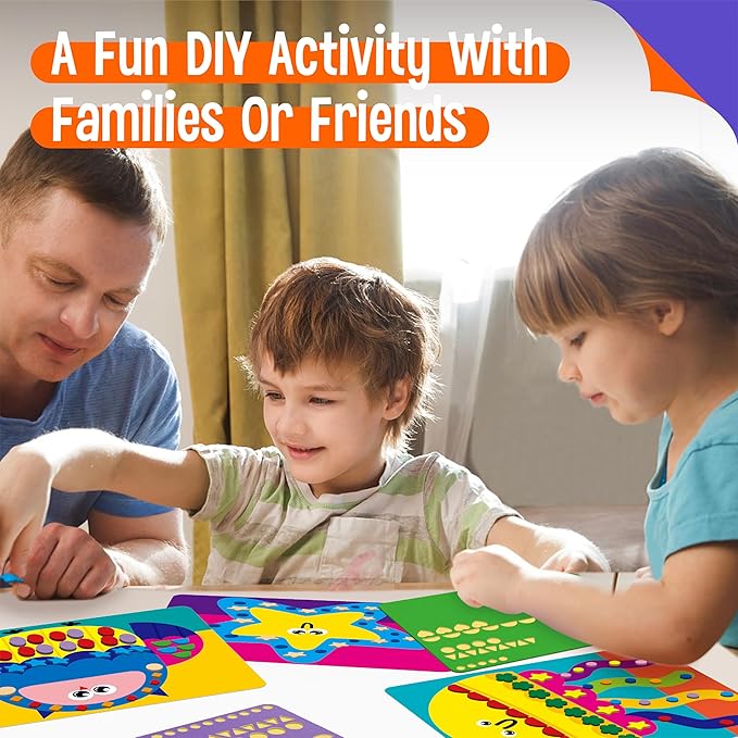 Sticker Art Activity, 20 Animals With 1660 Foam Stickers in 10 Colors - Fun DIY Craft Kits Travel Game for Kids, Boys & Girls