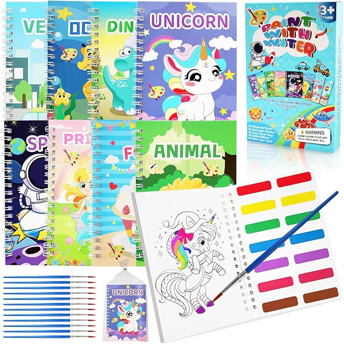 Elover 24 Pack Water Coloring Book for Kids Party Favors Bulk Coloring Books Painting Drawing Set for Kids Ages 4-8 Birthday Arts and Crafts Goodie Bag Stuffers School Activities Set