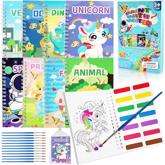 Elover 24 Pack Water Coloring Book for Kids Party Favors Bulk Coloring Books Painting Drawing Set for Kids Ages 4-8 Birthday Arts and Crafts Goodie Bag Stuffers School Activities Set