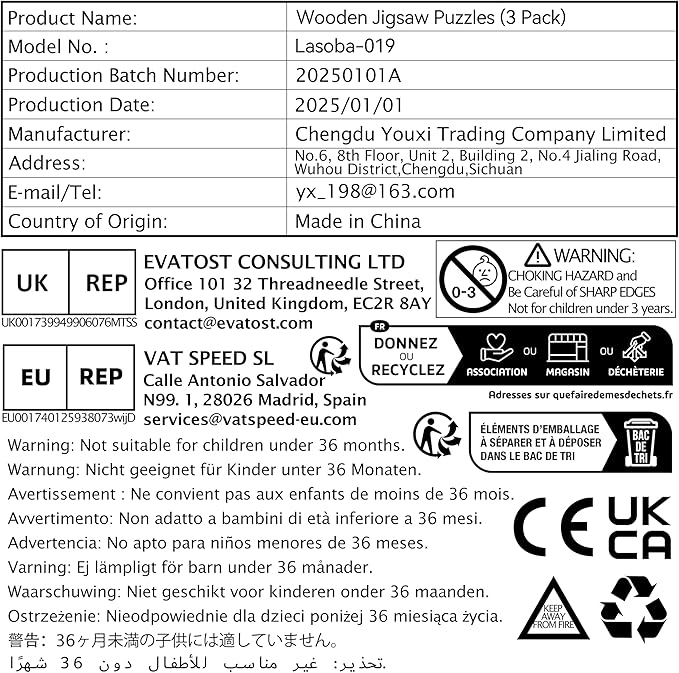 Jigsaw for Baby Boys, Wooden Puzzles for Toddlers 3-5, Boys Girls Birthday Gift for Kids Ages 4-6, Toddler Puzzles Montessori Toys for 3 Year Old, Great Gifts for 3+ Year Olds (3 Pack)