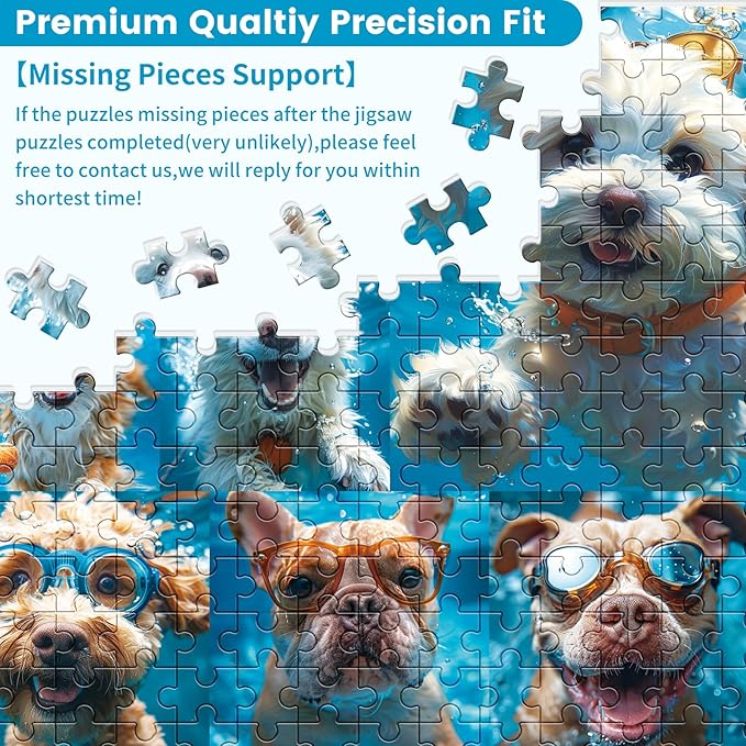 500 Piece Puzzle for Adults, Funny Puppy Animal Jigsaw Puzzles, Fun Cool Silly Puzzle with Underwater Dogs, 500 Pieces Birthday Party for Family Kids and Adults Funny Puzzle for Adults, 20.5×15 in