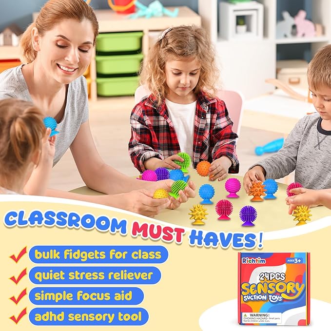 Sensory Fidget Toys Kids Adults: 24 Pack Textured Sensory Toys for Autism Kids Calming - Quiet Anxiety Fidgets for Classroom Prize - Bulk Fidgets for Treasure Box Gooide Bag Stuffers
