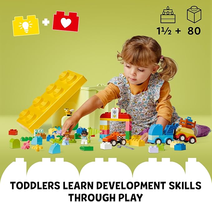 LEGO DUPLO Classic Cars and Trucks Brick Box Playset, Educational STEM Toy, Preschool Building Set for Toddlers Aged 18 Months Plus, Learning Toy to Develop Fine Motor Skills, 10439