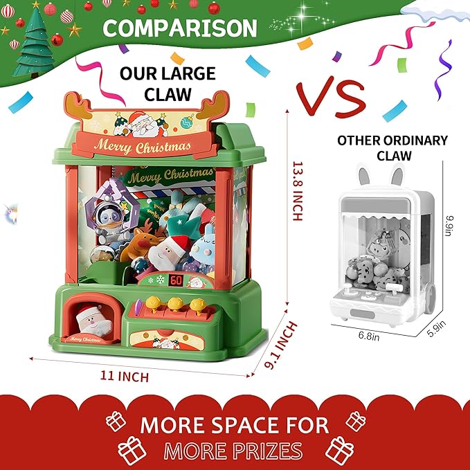 Claw Machine for Kids, Mini Vending Arcade Capsule Game With Prizes for Ages 8-13 Girls | Candy Machine With LED Lights & Adjustable Sound, Party Christmas Toys Gifts