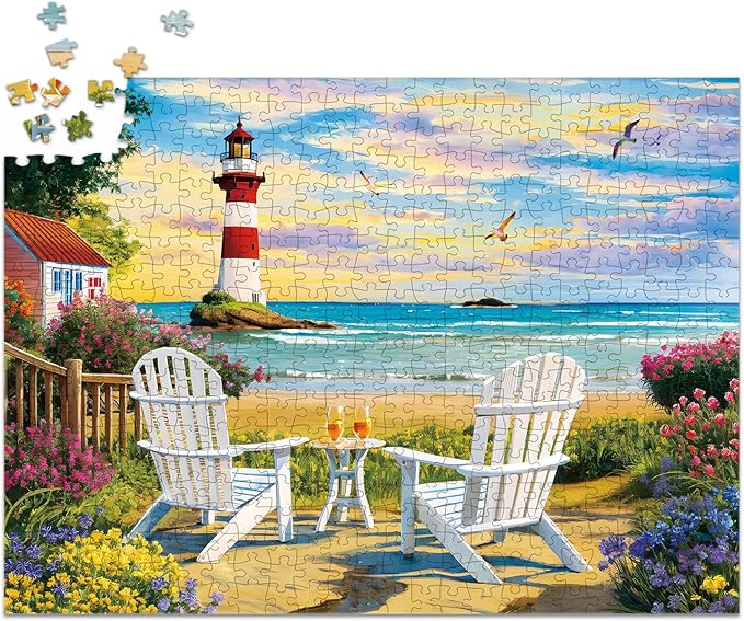 500 Piece Jigsaw Puzzle for Adults and Teens and Kids Summer Fun Best Gift Happy Games Coastal Sunset
