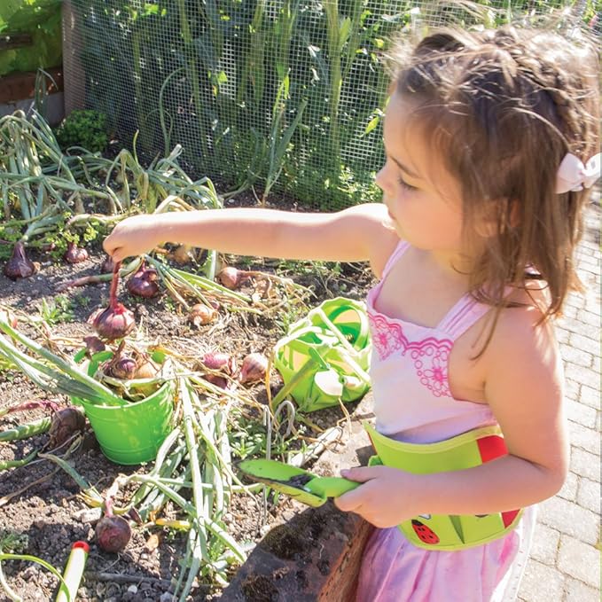 Bigjigs Toys Small 5 Piece Childrens Gardening Set with Bag, Garden Tools, Watering Can & Gardening Gloves - Fun Gardening for Kids, Quality Outdoor Toys