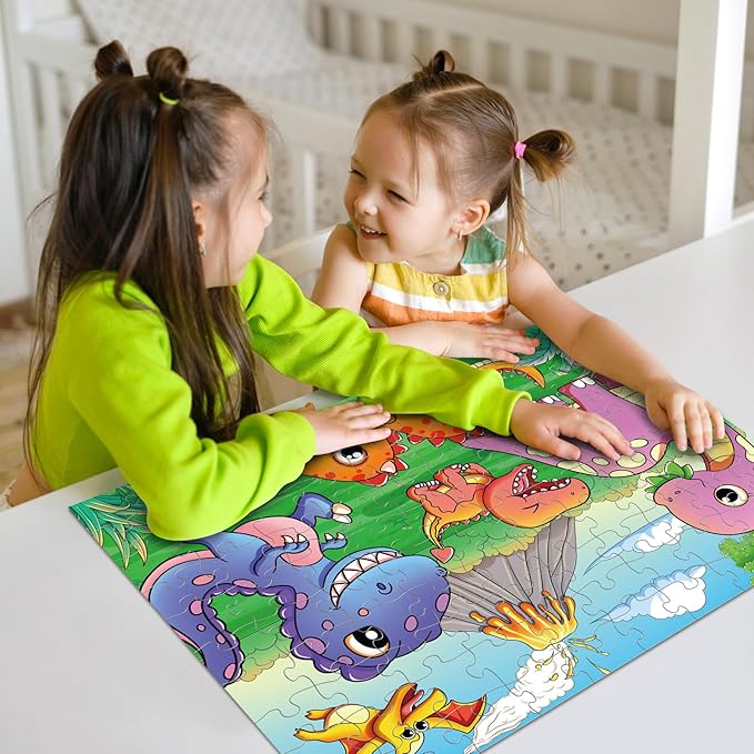 Nattork Jigsaw Puzzles 100 Pieces for Kids Youth Dinosaur Puzzle - Pieces Fit Together Perfectly