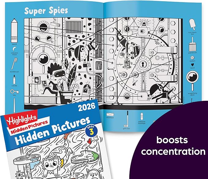 Highlights Hidden Pictures 2026 Activity Books for Kids Ages 6 and Up, 4 Puzzle Books Packed with Hidden Object Fun, Coloring Pages, and Seek and Find Fun