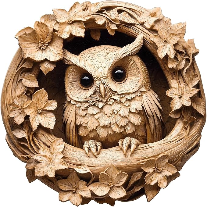 Wooden Puzzles for Adults, Unique Animal Shaped Owl Adult Puzzle, 3D Vision Wooden Jigsaw Puzzles Adult, Challenging Creative Gifts Family Games 13.4 * 13.4in 300pcs