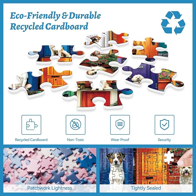 500 Piece Jigsaw Puzzle for Adults – Cute Dogs and Doors Design, Dog Puzzles for Adults 500 Pieces, Unique Home Decor Puzzle for Relaxation & Fun Family Time (20.5" x 15")