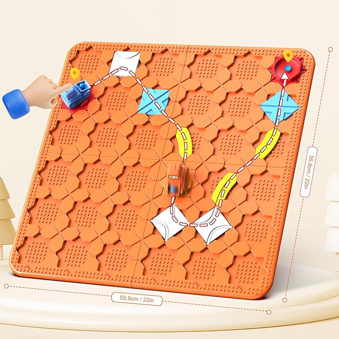 STEM Logic Road Builder Toys: Board Games Toys for 5 Year Old Kids Montessori Brain Teaser Puzzles Educational Learning Activities Toy for Kid Ages 3 4 6-8 12 Boys Girls Gifts (Orange, 50PCS)