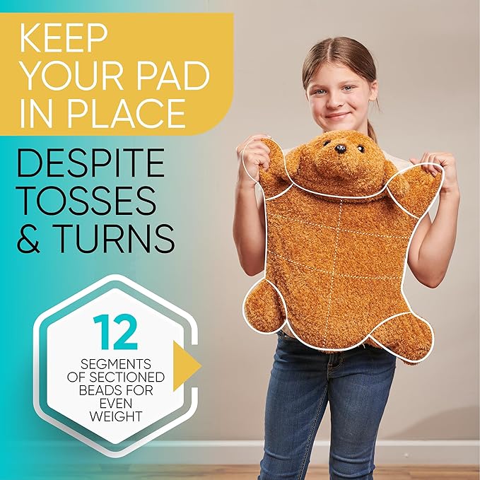 FRIENDLY CUDDLE Weighted Lap Blanket for Kids & Adults – Teddy Weighted Blanket – ASD, Sensory Processing Weighted Stuffed Animals Dog Toy – Microwavable Weighted Lap Pad for Kids, 5 Lbs