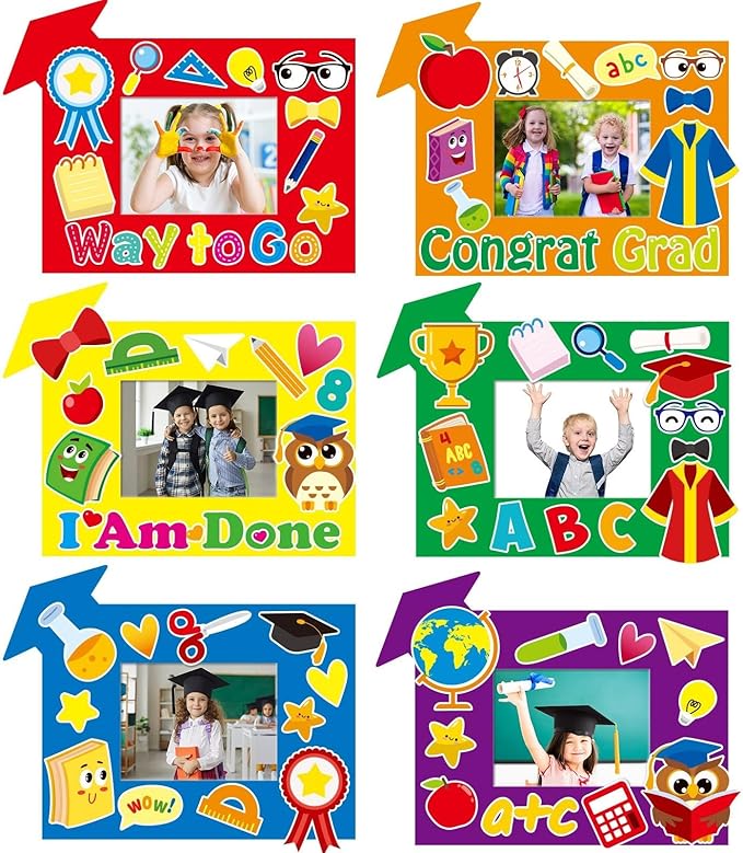 30 Packs Preschool Graduation Craft Kits for Kids Congrats Grad DIY Picture Frame Craft Art Class of 2025 Kindergarten Graduation Party Favor Decorations Home Classroom Gifts Game Activities