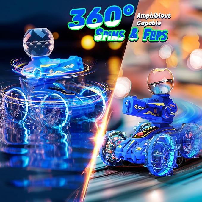 3-in-1 Remote Control Car with Water Gun, Waterproof Amphibious RC Cars & RC Boat, Remote Control Pool Toys for Kids Age 3 4 5 6 7 8-12 Boy Girl Holidays Birthdays Gifts