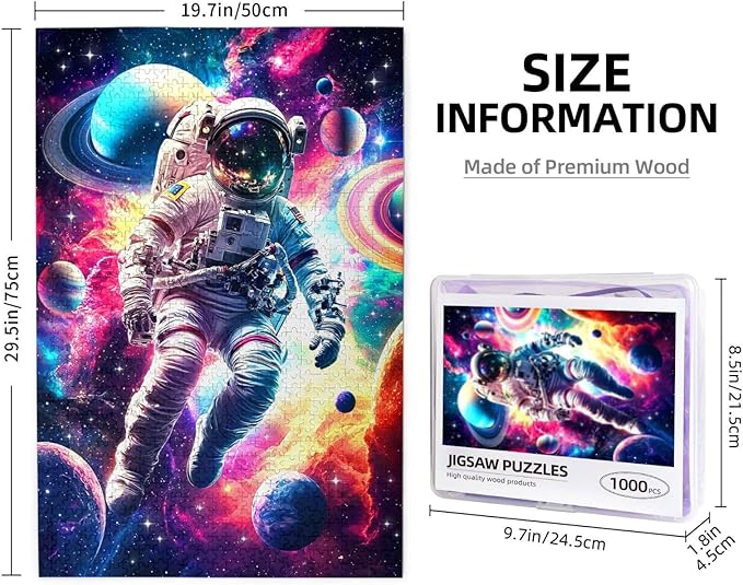 Solar System Puzzles for Adults 1000 Piece Galaxy Outer Astronaut Exploration Puzzles Colorful and Unique Challenging Puzzle for Game Nights