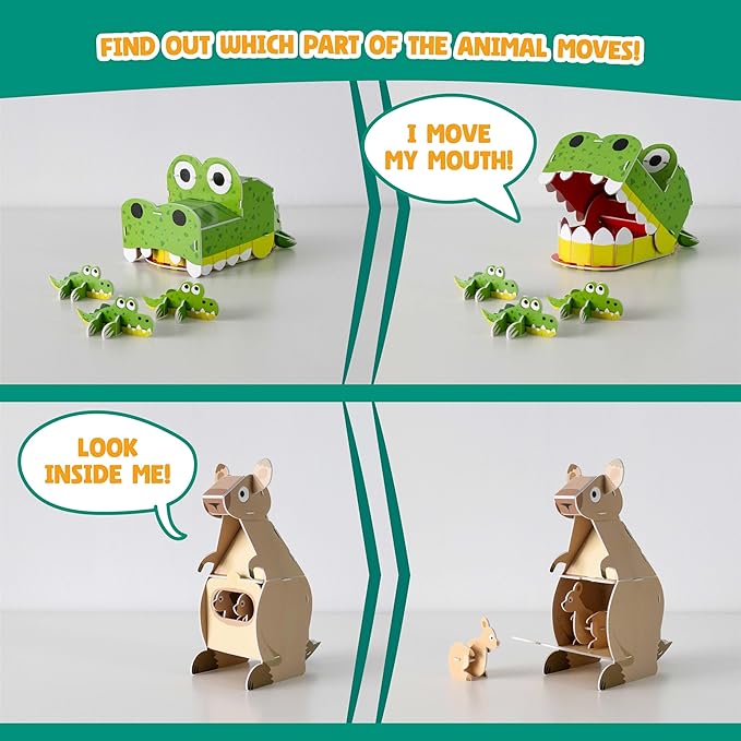 3D Puzzles for Kids Toys Jungle Animals Pack 8 - BONNYCO | 3D Puzzle Jigsaw 6-8 8-13, Educational Girl and Boy Toys, Gifts for Kids Activity, Birthday Gifts for Boys | Rompecabezas 3-D Foam, Christmas