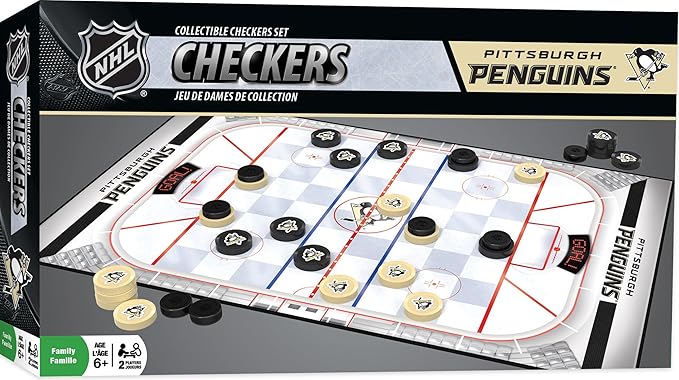 MasterPieces Family Game - NHL Pittsburgh Penguins Checkers - Officially Licensed Board Game for Kids & Adults